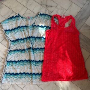Kids' Multicolor Chevron and Red Beach Coverups